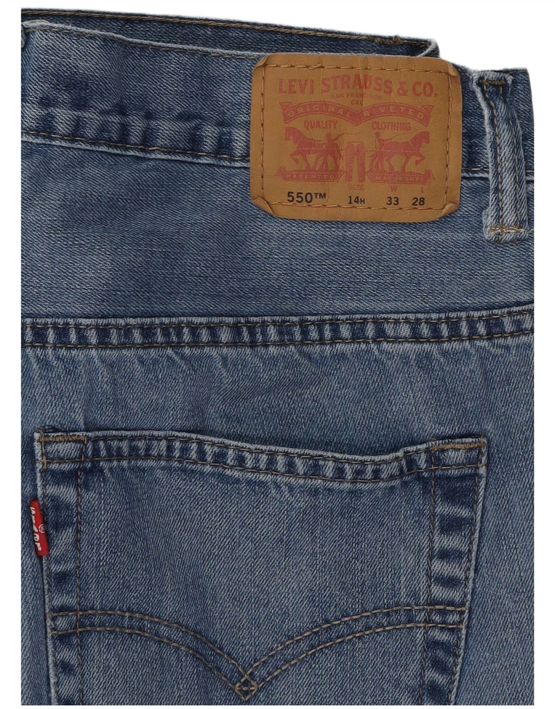 LEVI'S Boys 550 Relaxed Fit Straight Jeans 13-14 år W33 L28 Blue Cotton