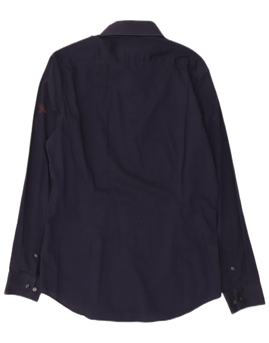 Calvin Klein Herre Fitted Shirt Størrelse 39 15 1/2 Medium Marineblå Bomuld