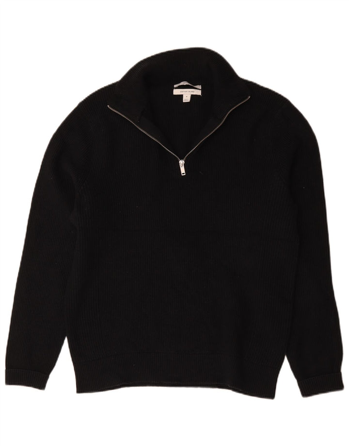 Marks & Spencer Herre sweater med lynlåshals mellem marineblå bomuld