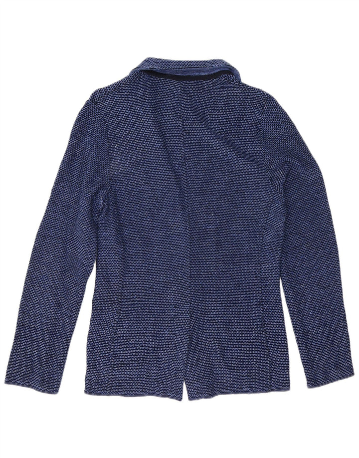 Lardini Dame 2 Button Blazer Jacket UK 12 Medium Blue Plettet Bomuld