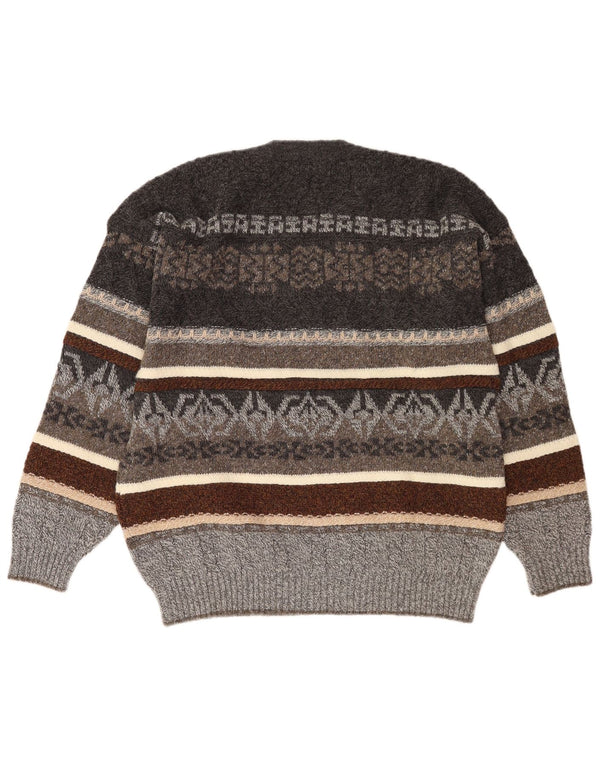 Navigare Herre V-hals sweater Stor flerfarvet Fair Isle Akryl
