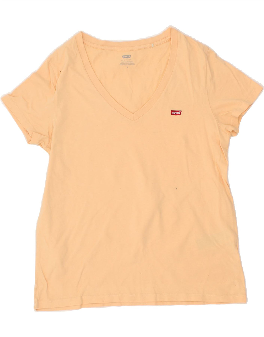 LEVI'S Womens T-Shirt Top UK 12 Medium Orange Cotton Vintage Levi's and Second-Hand Levi's from Messina Hembry 