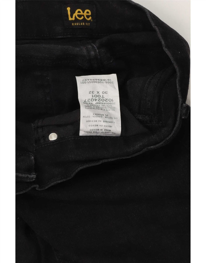 Lee Herre Regular Fit Straight Jeans W30 L32 Sort Bomuld
