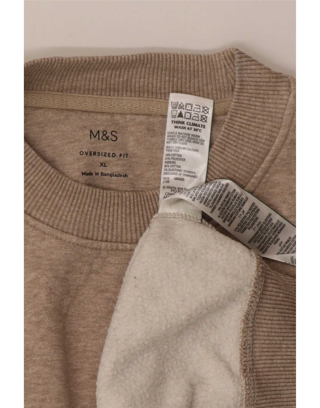 Marks & Spencer Herre Oversized Sweatshirt Jumper XL Grå Flecked Bomuld