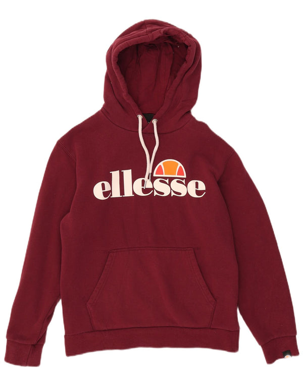 Ellesse Dame Grafisk Hoodie Jumper UK 10 Small Bourgogne Bomuld