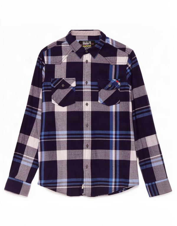 Mistral drenge flannelskjorte 13-14 år marineblå plaid bomuld