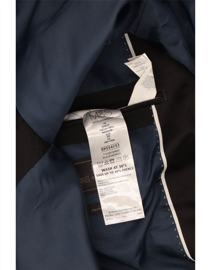 MARKS & SPENCER Herre 1-knaps blazerjakke EU 50 Large Black Polyester