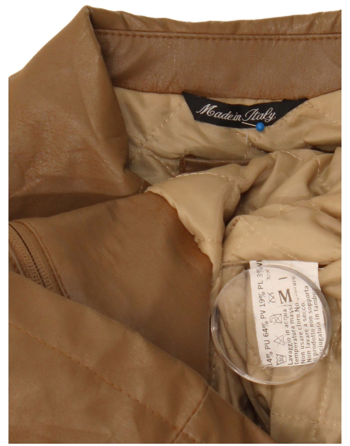 Vintage dame imiteret læderjakke UK 14 medium brun polyethylen