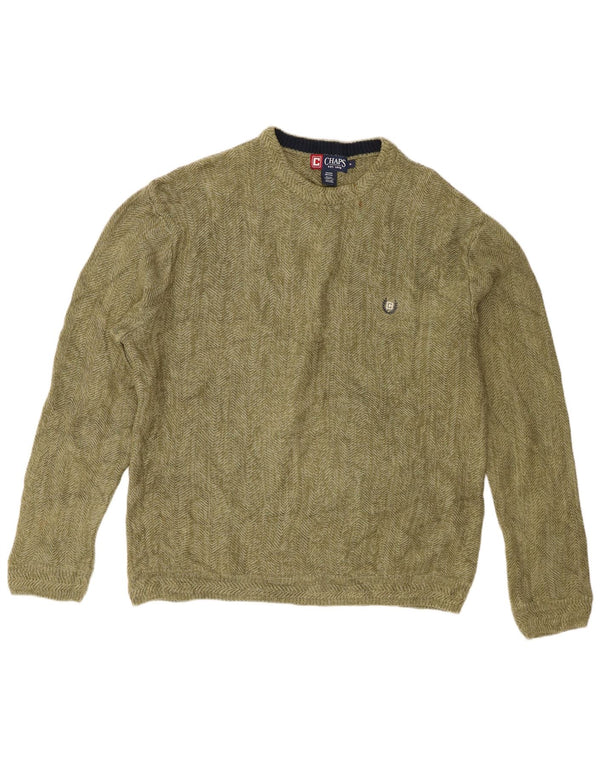 Chaps Herre Loose Fit Crew Neck Jumper Sweater Medium Khaki Flecked Bomuld