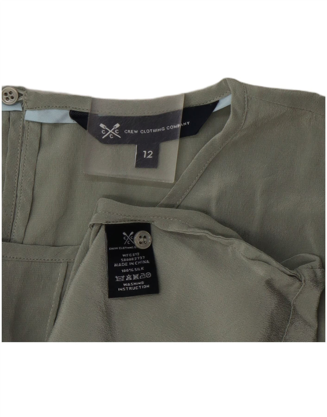 Crew Clothing Damebluse Top UK 12 Medium Green Silk