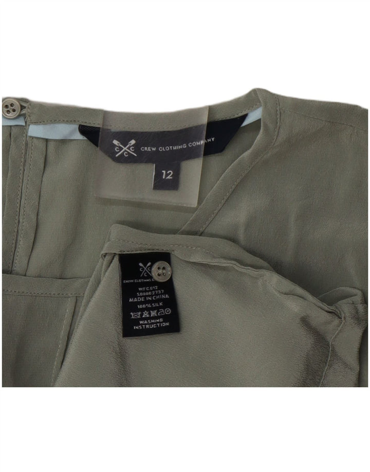 Crew Clothing Damebluse Top UK 12 Medium Green Silk