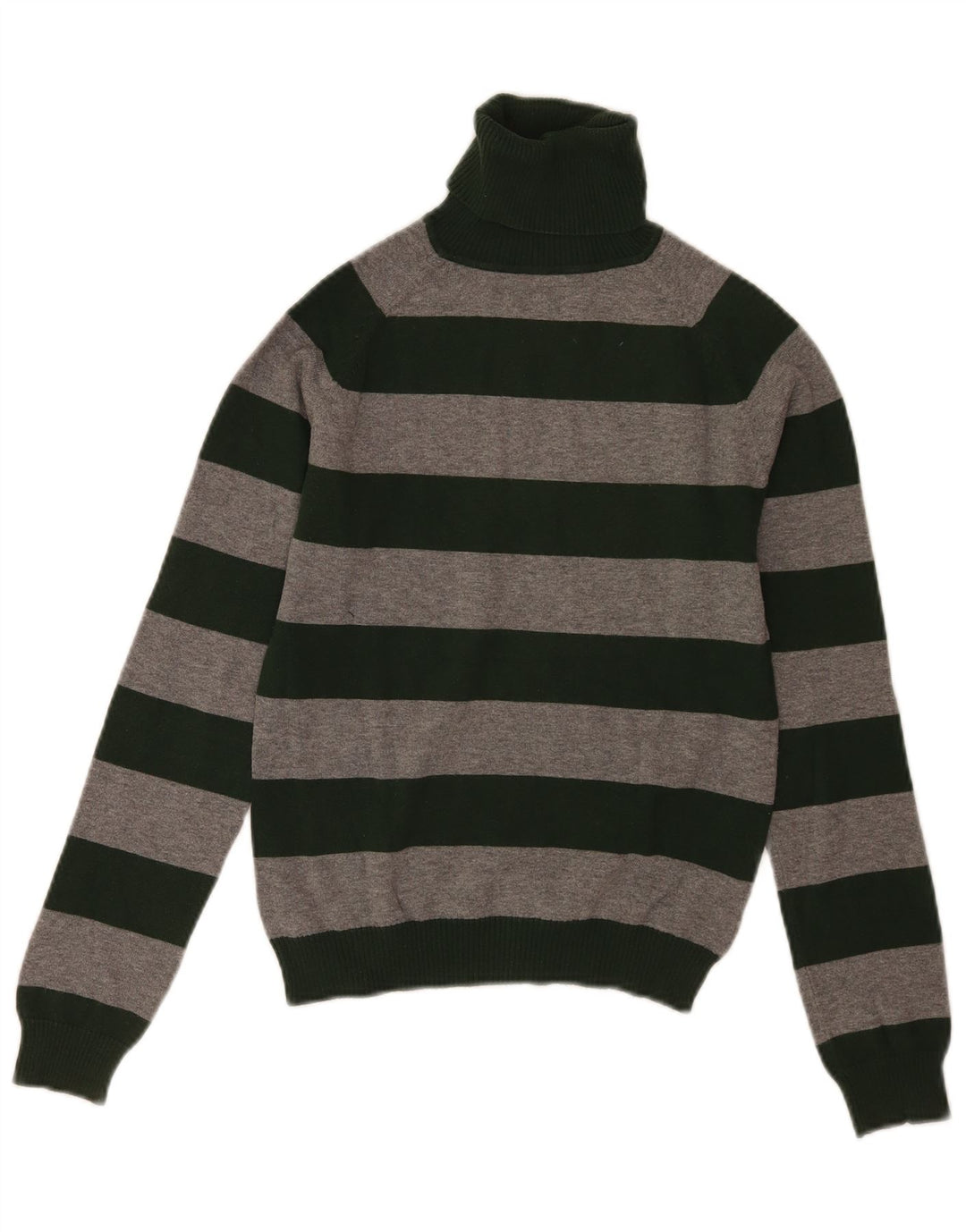 Zara Dame Rullehals Sweater UK 12 Mellem grå stribet bomuld