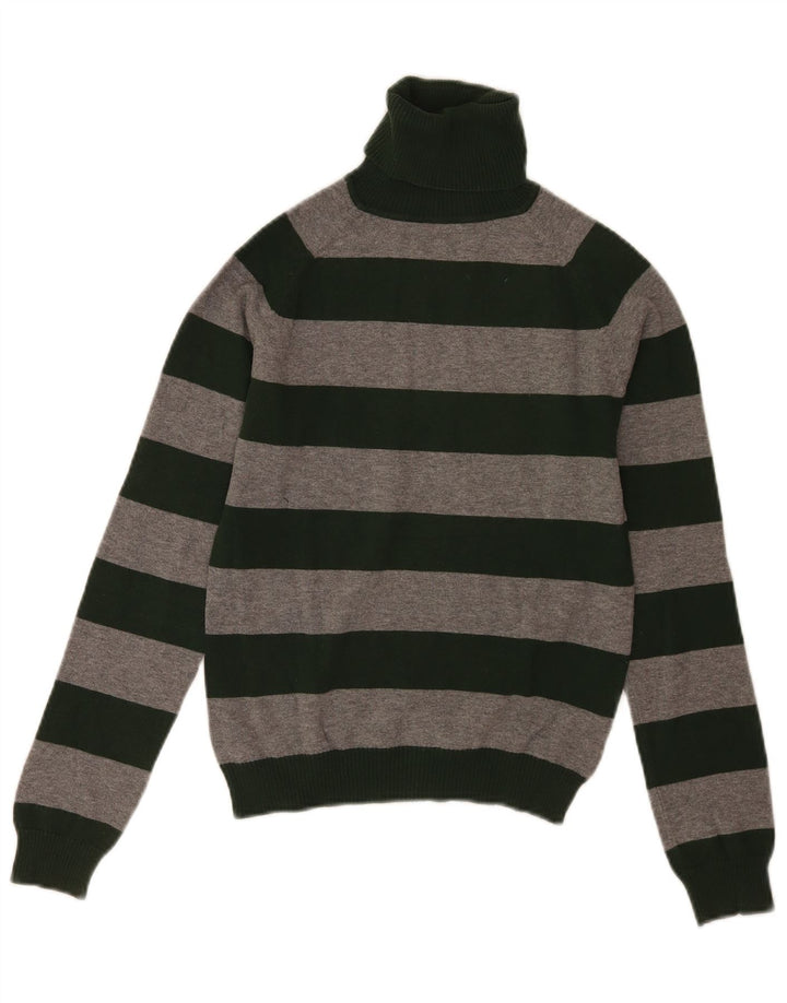 Zara Dame Rullehals Sweater UK 12 Mellem grå stribet bomuld