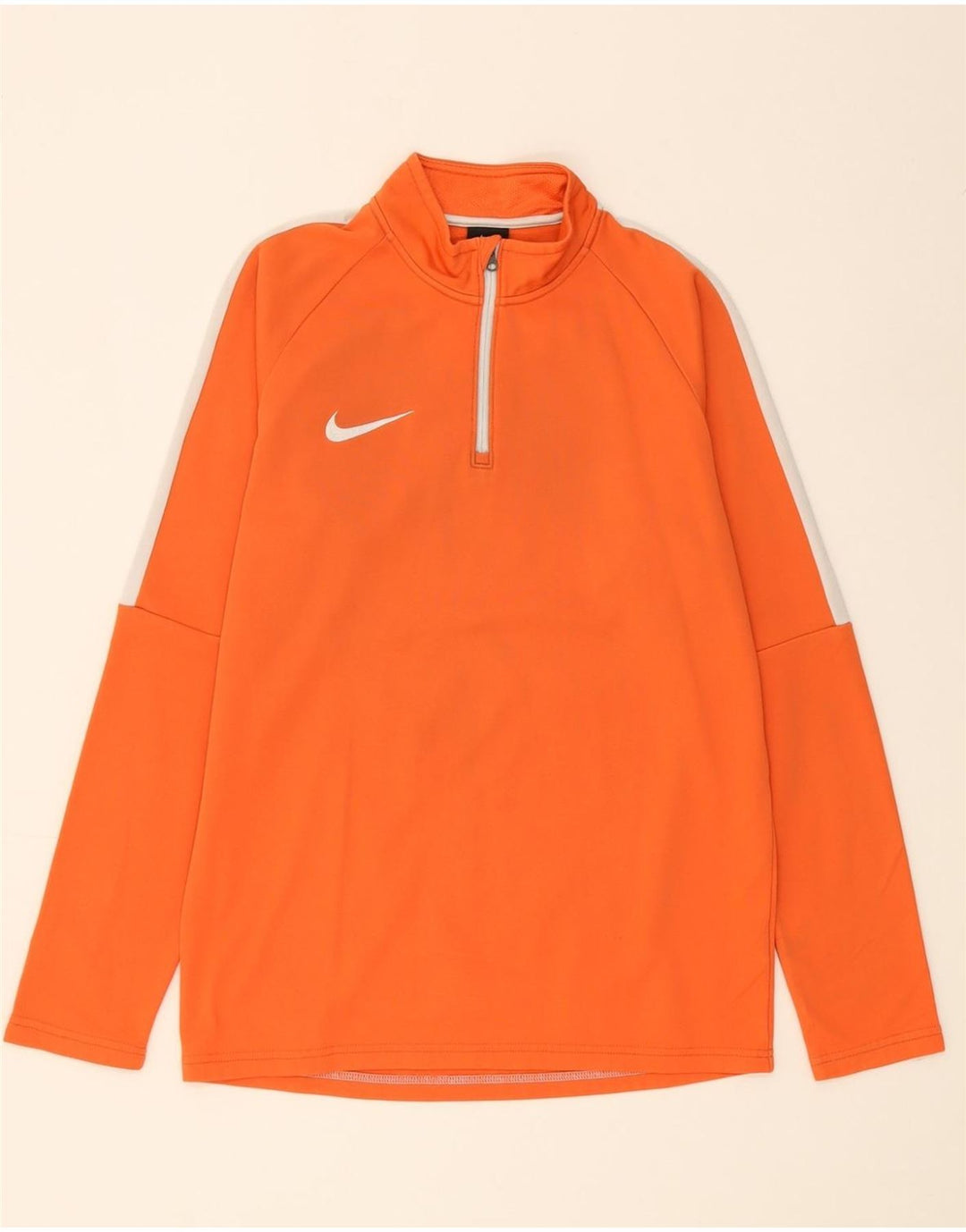 NIKE Mens Zip Neck Pullover Tracksuit Top Small Orange Colourblock