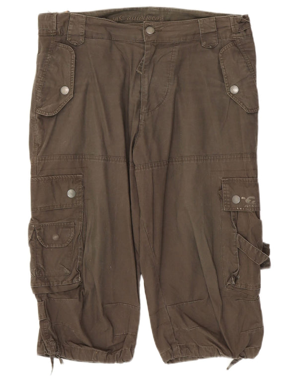 Zara Herre Cargo Shorts EU 42 Large W32 Khaki Cotton