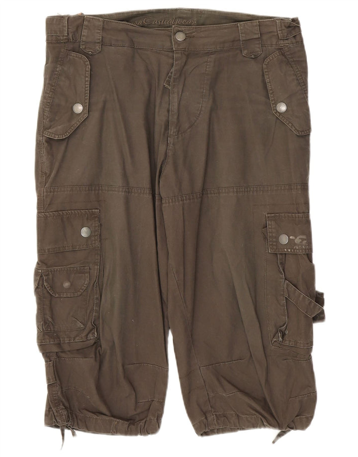 Zara Herre Cargo Shorts EU 42 Large W32 Khaki Cotton