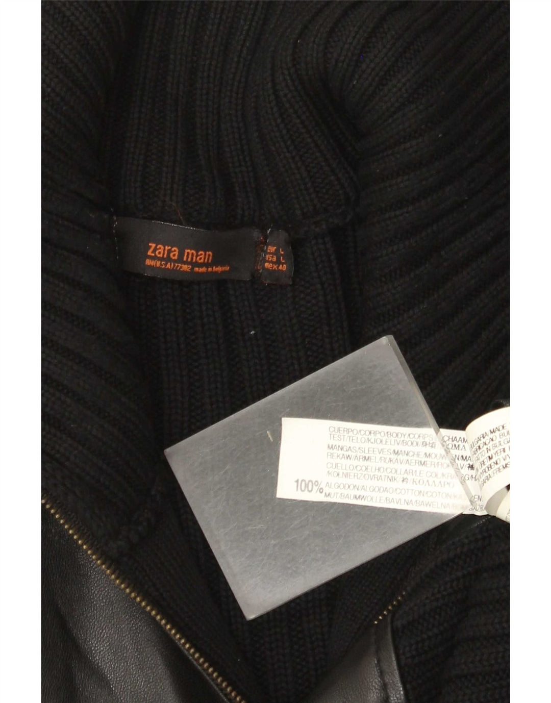 Zara Herre Cardigan Sweater Stor Sort Bomuld