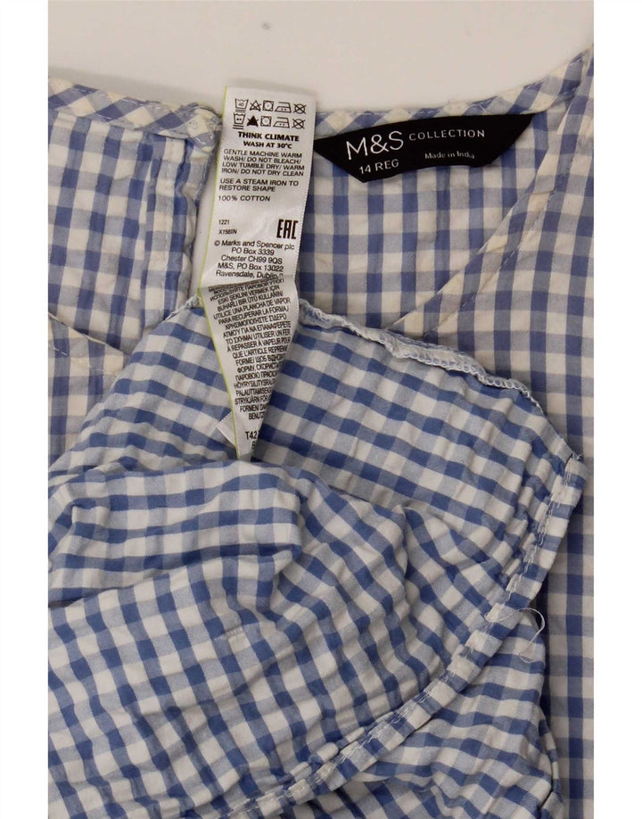 Marks & Spencer Dame Maxi Dress UK 14 Medium Blue Gingham Cotton