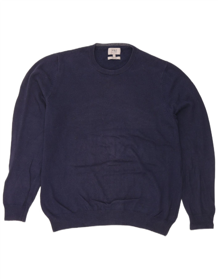 Marks & Spencer Herre sweater med rund hals, stor marineblå bomuld