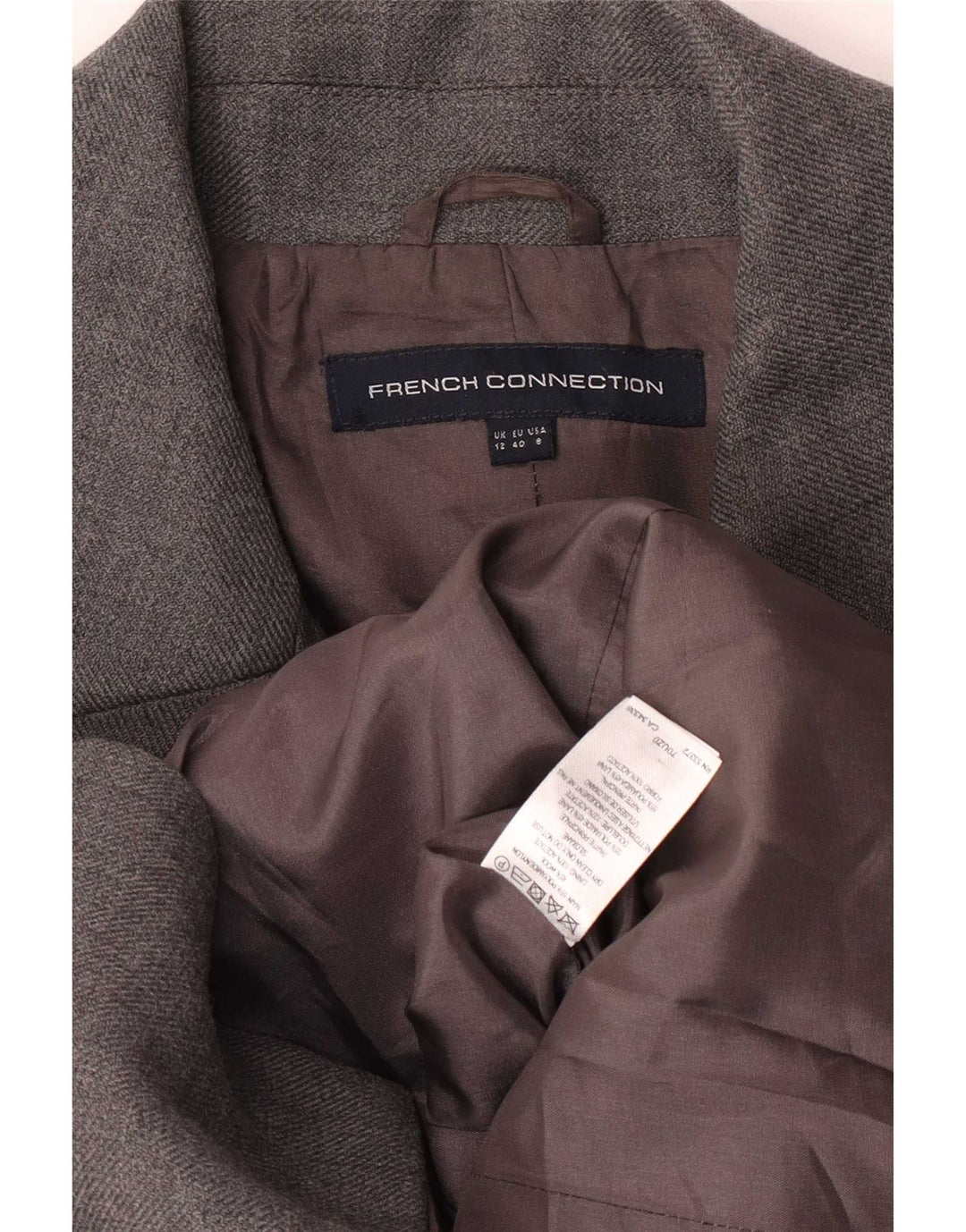 French Connection Dame Militær Dobbeltradet Frakke UK 12 Medium Grå
