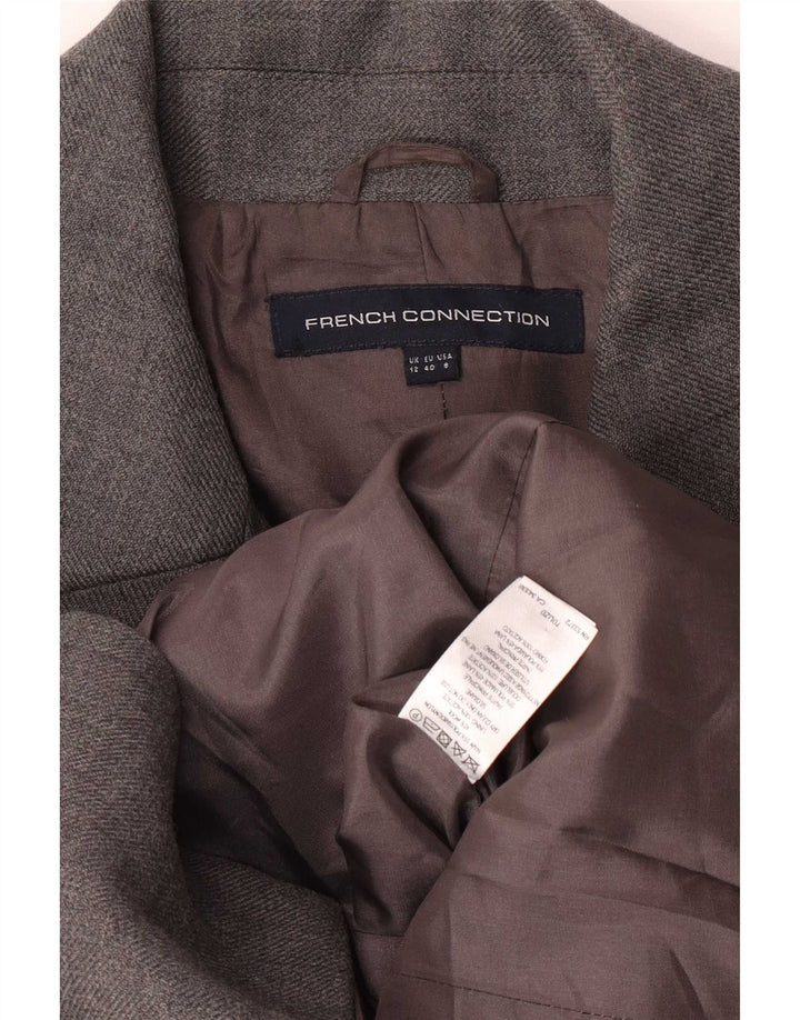 French Connection Dame Militær Dobbeltradet Frakke UK 12 Medium Grå
