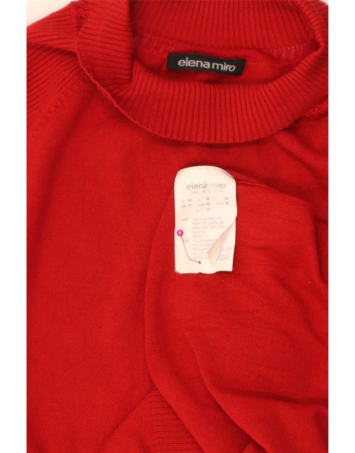 ELENA MIRO Womens Regular Bluse Top UK 14 Medium Red Viscose
