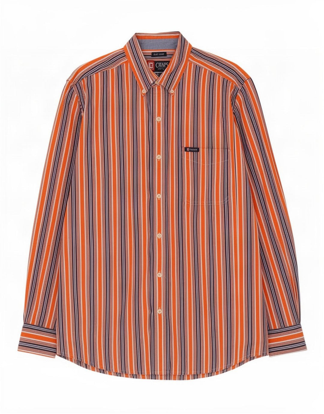 Chaps Herre Easy Fit skjorte Stor orange stribet bomuld