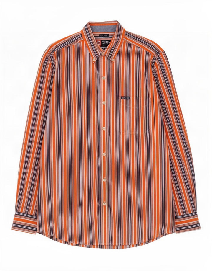 Chaps Herre Easy Fit skjorte Stor orange stribet bomuld