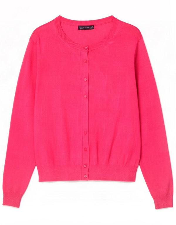 Marks & Spencer Womens Cardigan Sweater UK 16 Large Pink Viscose