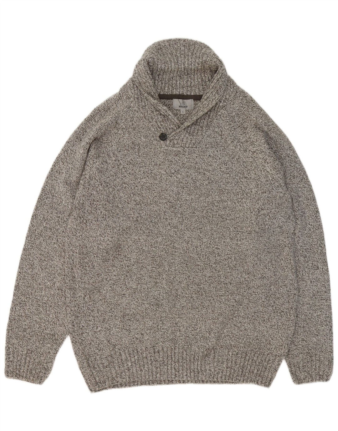 Marks & Spencer Herre Shawl Neck Jumper Sweater Large Grå Flecked