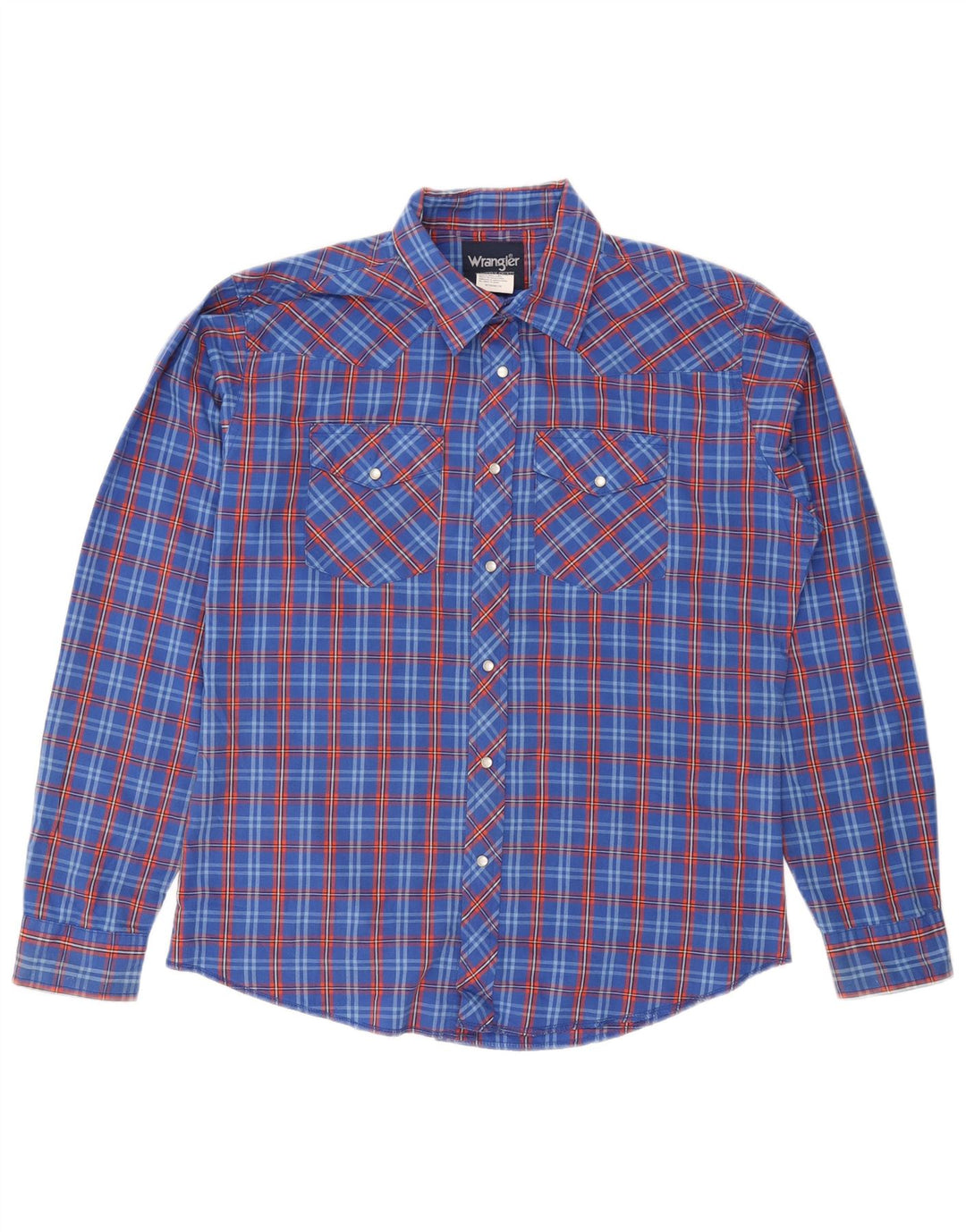 WRANGLER drengeskjorte 15-16 år 2XL blå plaid bomuld