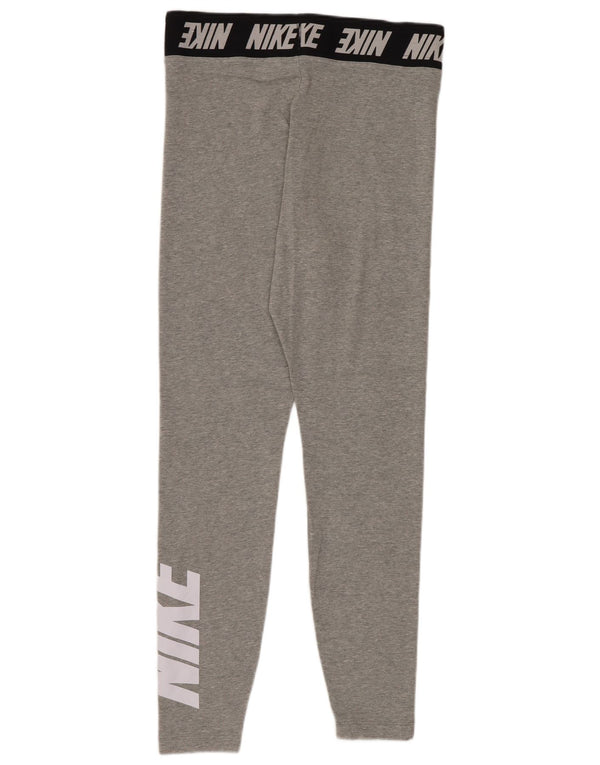 Nike Dame Grafiske Leggings UK 12 Medium Grey Colourblock Bomuld