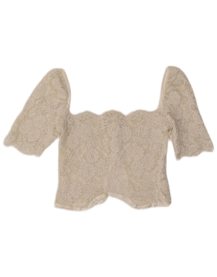 Vintage dame blonde Crop Top UK 4 XS Hvid