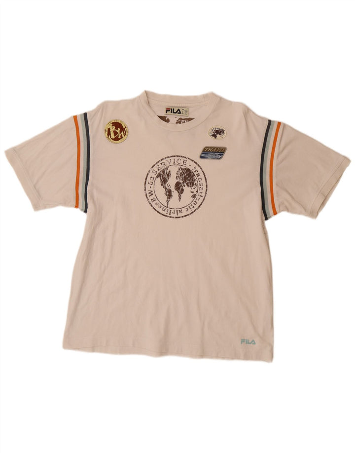 FILA Herre Grafisk T-Shirt Top Stor Hvid Bomuld