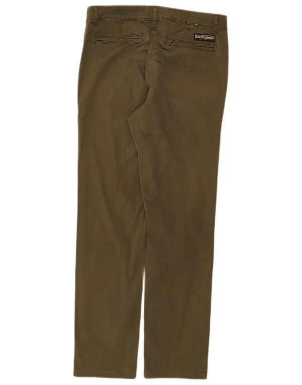 Napapijri Mens Straight Chino Trousers W30 L29 Khaki