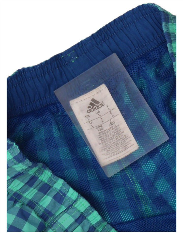 Adidas Badeshorts til mænd Stor turkis Gingham Nylon