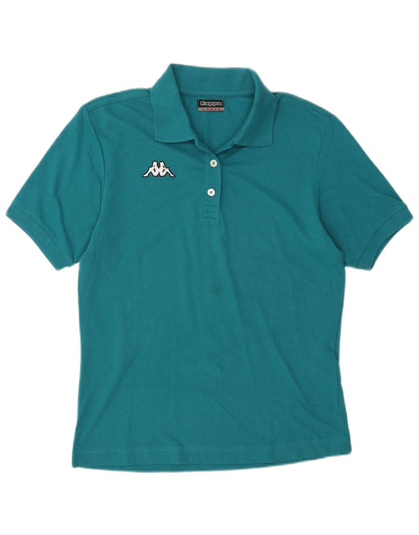Kappa Dame Polo Shirt UK 16 Stor Blå Bomuld