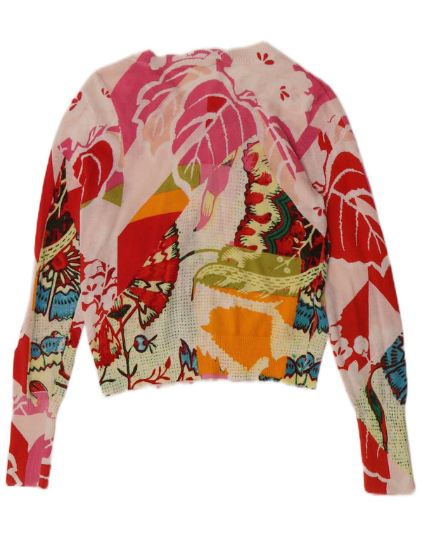 Desigual Dame Grafisk Crew Neck Jumper Sweater UK 12 Medium Flerfarvet