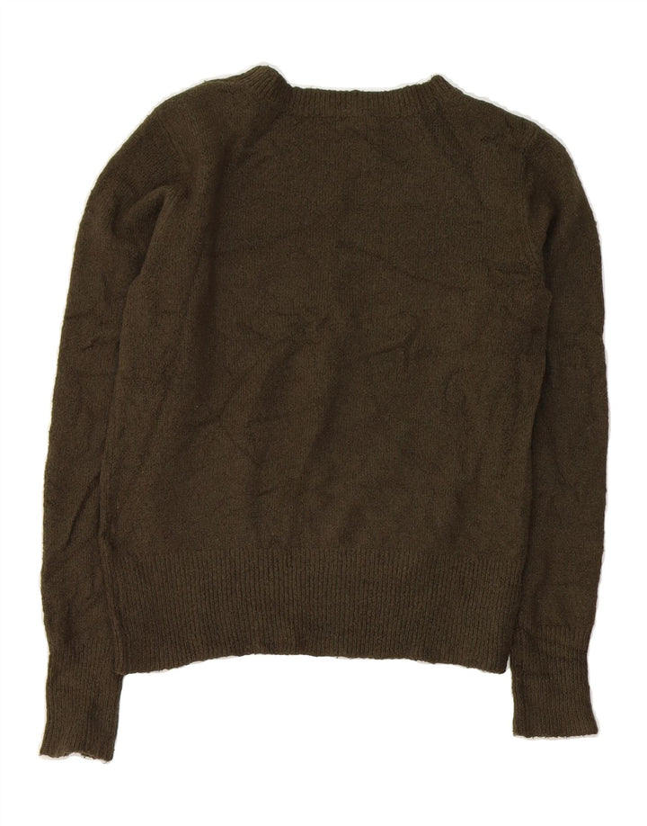 OASIS Womens Crew Neck Jumper Sweater UK 10 Small Khaki Acrylic Vintage Oasis and Second-Hand Oasis from Messina Hembry 