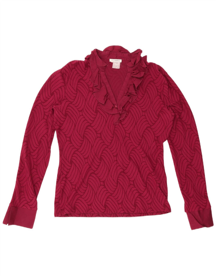 NARACAMICIE Dame Top Langærmet UK 14 Large Burgundy Geometric