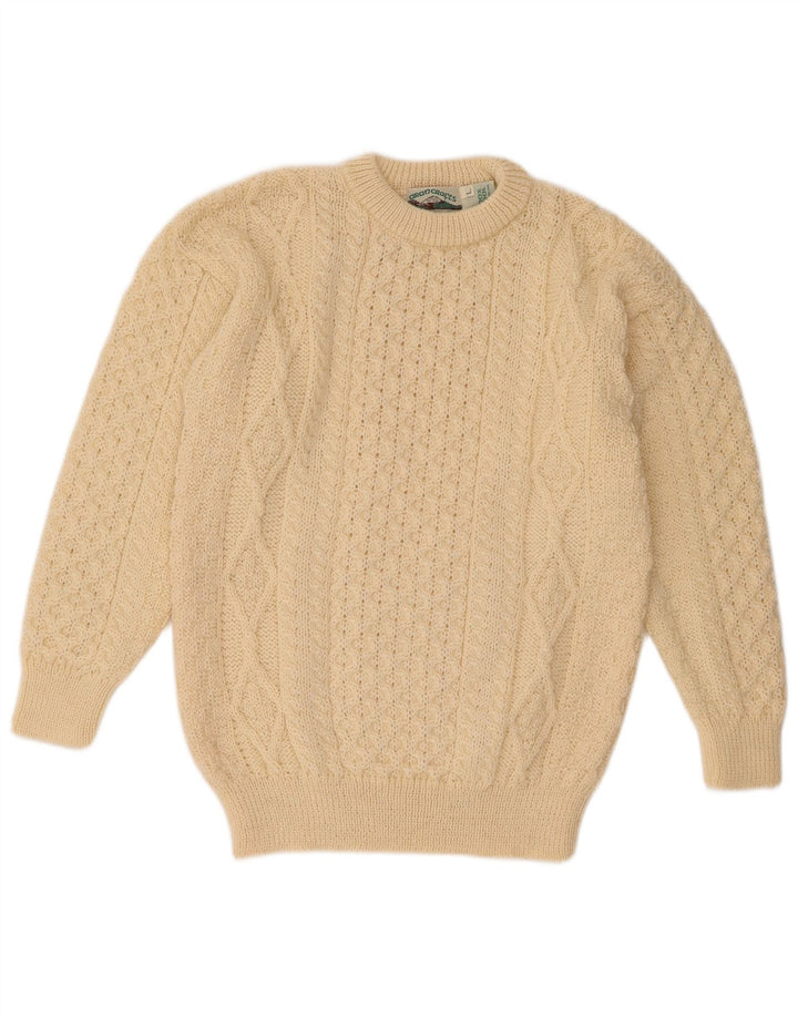 Aran Crafts Herre Crew Neck Jumper Sweater Stor Beige Uld