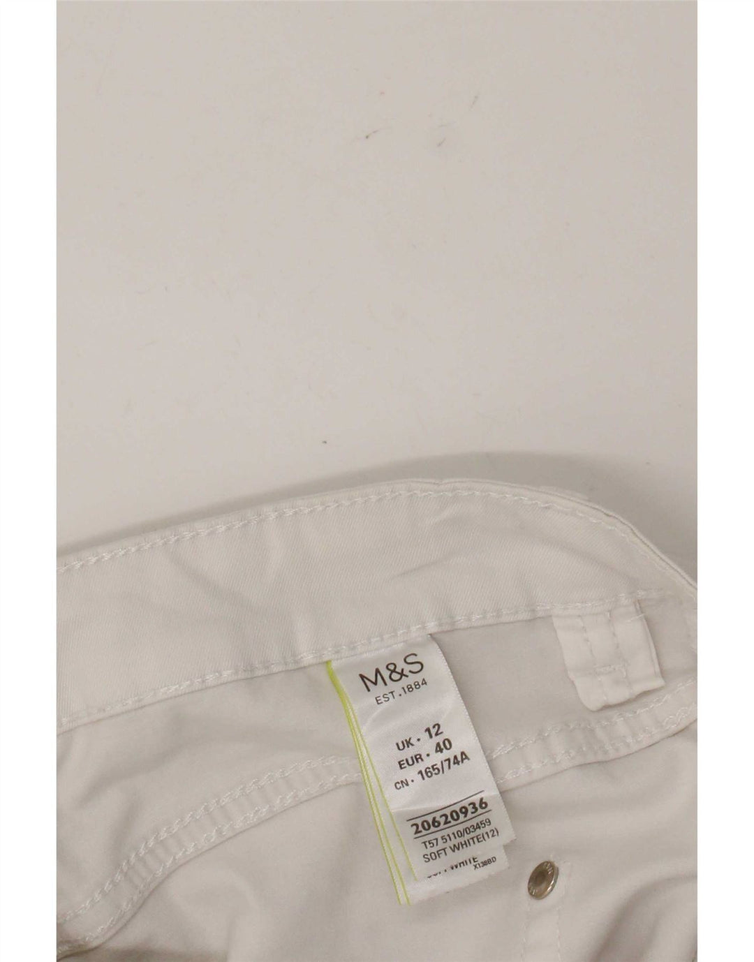 Marks & Spencer Dame Capri Bukser UK 12 Medium W32 L21 Hvid