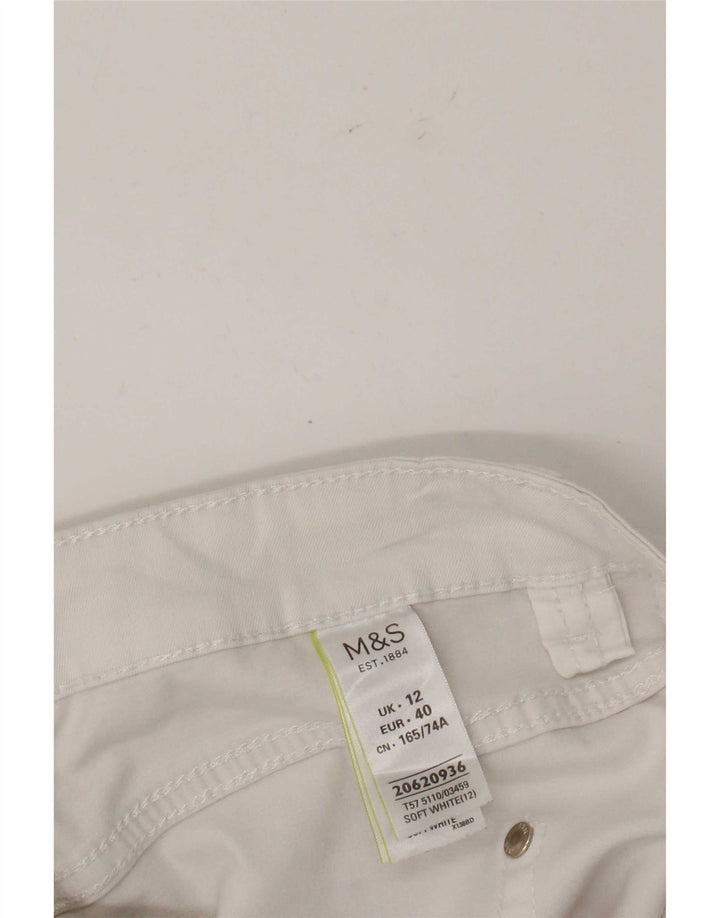 Marks & Spencer Dame Capri Bukser UK 12 Medium W32 L21 Hvid
