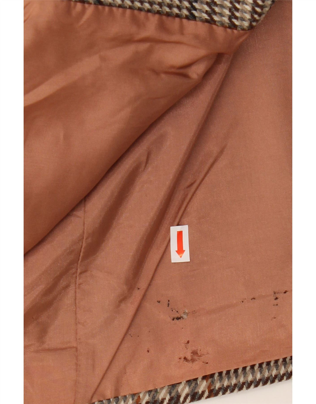 Vintage dame 1-knaps blazerjakke UK 20 2XL brun ternet uld