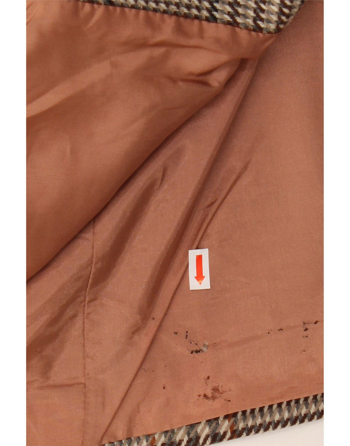 Vintage dame 1-knaps blazerjakke UK 20 2XL brun ternet uld