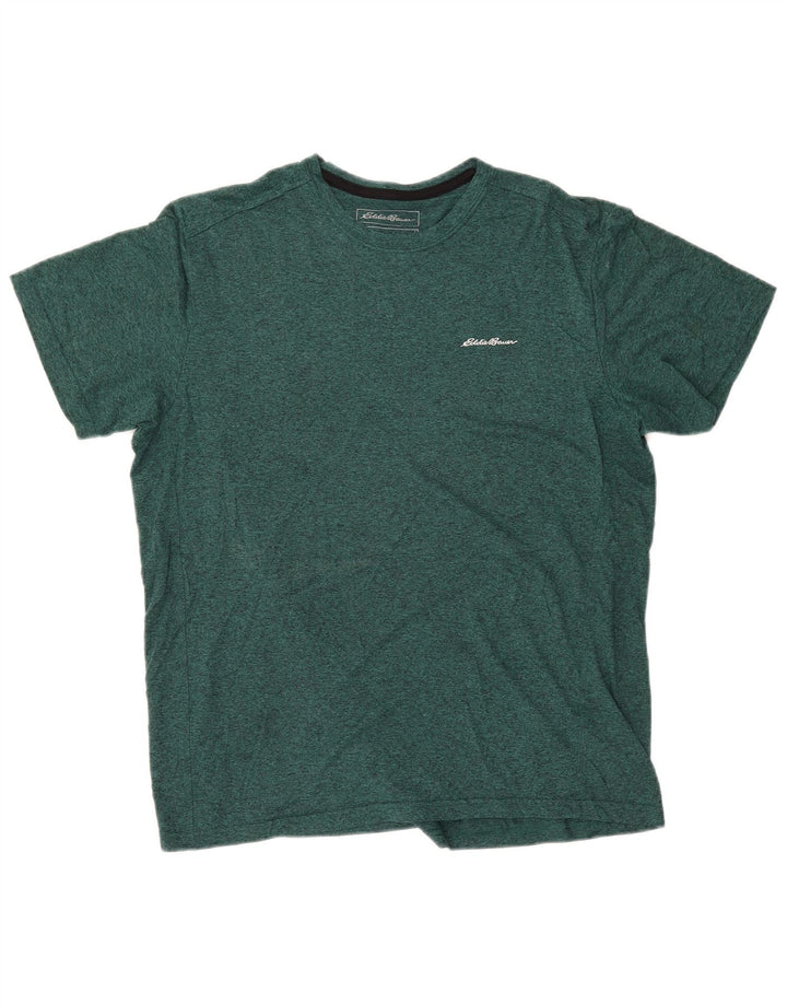Eddie Bauer Herre Regular Fit T-Shirt Top Stor Grøn Flecked Polyester