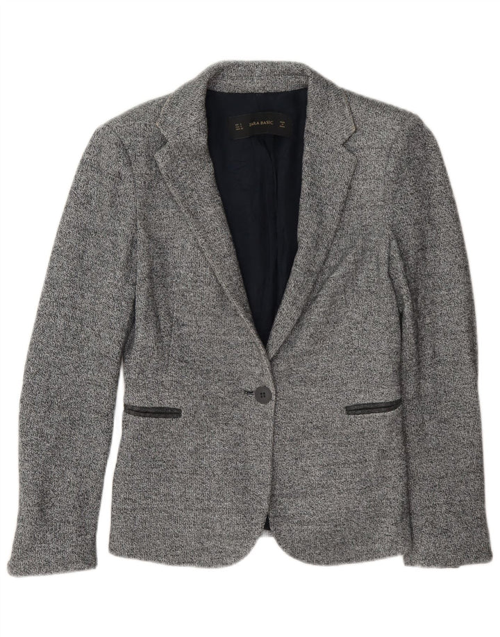 Zara Dame 1 Knap Blazer Jacket UK 10 Small Grå Flecked