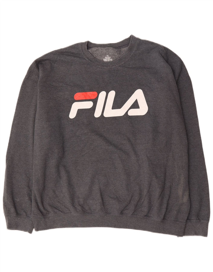 Fila Herre Grafisk Sweatshirt Jumper 2XL Grå Bomuld