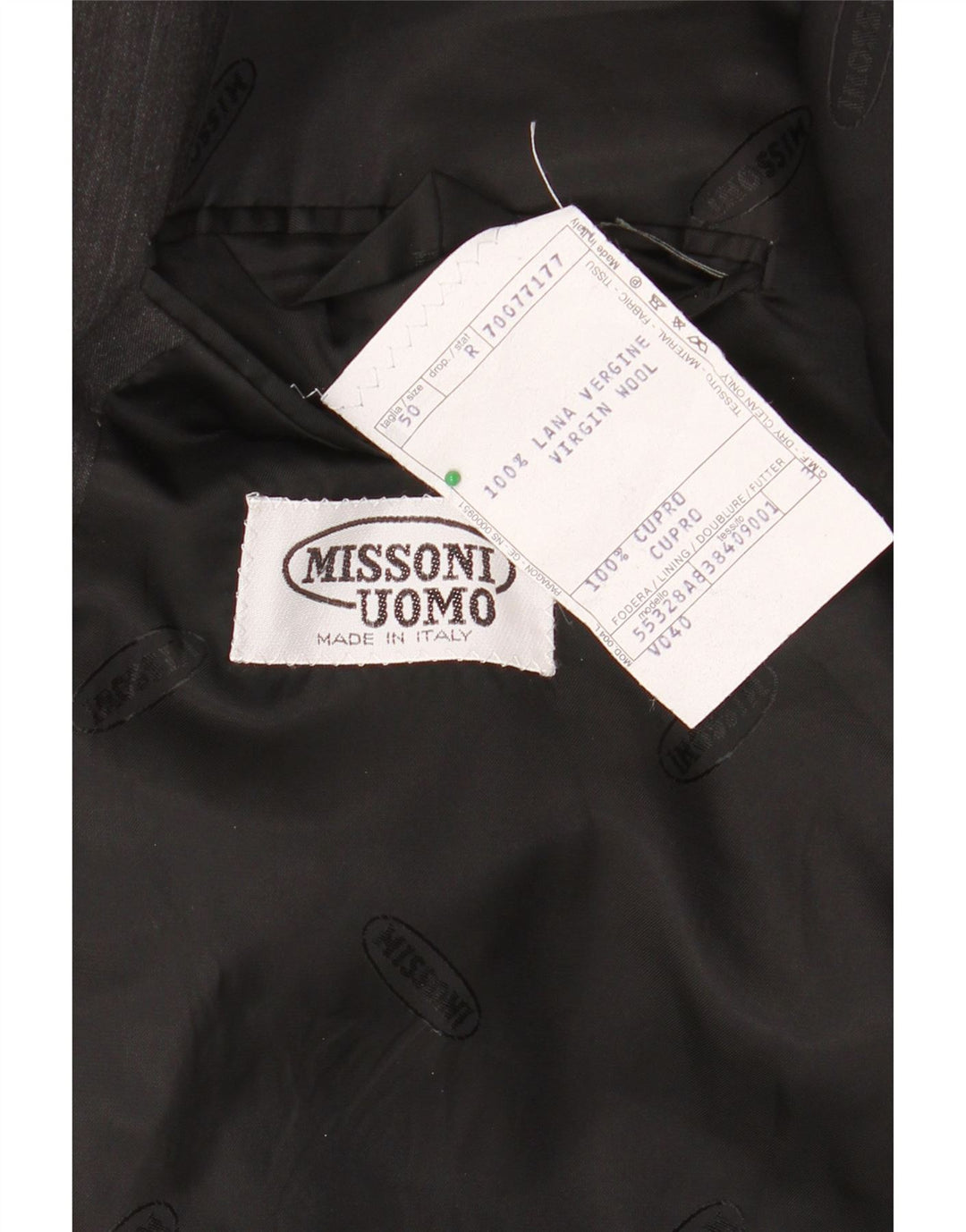 MISSONI Herre Uomo Double Breasted Blazer Jacket IT 50 Stor Grå Nålestribe