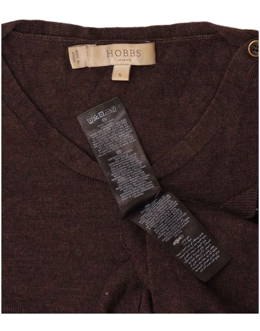 HOBBS Dame Boat Neck Jumper Sweater UK 10 Small Brown Wool